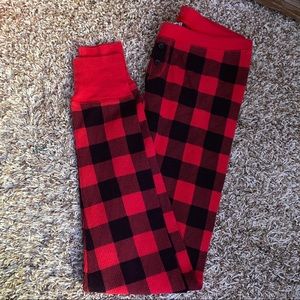 🐳old navy red plaid waffle knit leggings